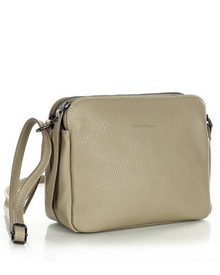 Torebka skórzana crossbody listonoszka dwie komory - MARCO MAZZINI beż cappuccino