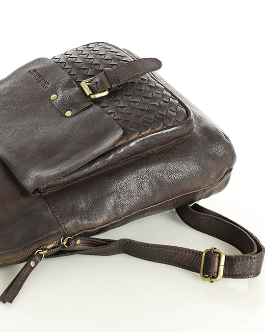 Plecak torebka 2w1 skóra naturalna - MARCO MAZZINI smooth czekoladowy brąz