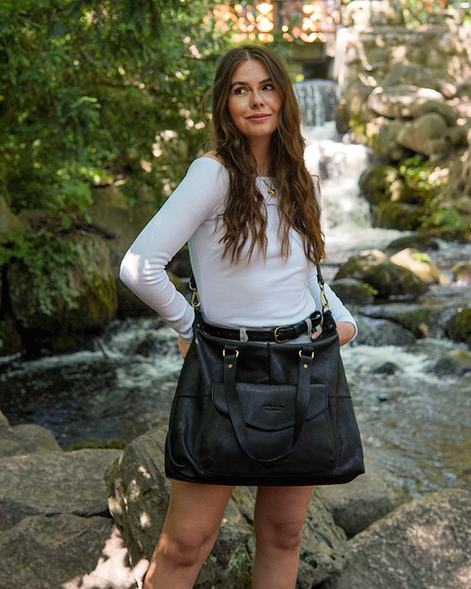 Shopper bag torebka skórzana A4 do pracy - MARCO MAZZINI czarna