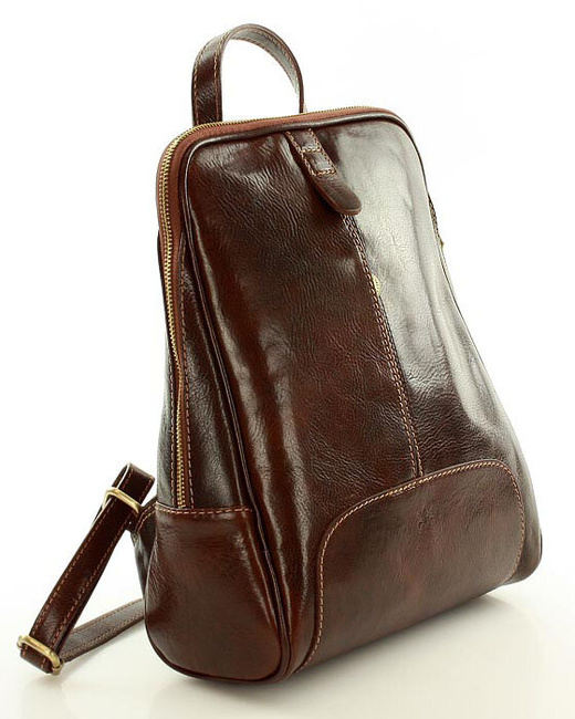 Plecak skórzany włoski MAZZINI - Capri brązowy