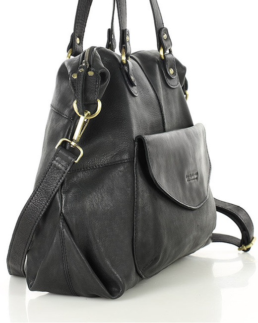 Shopper bag torebka skórzana A4 do pracy - MARCO MAZZINI czarna