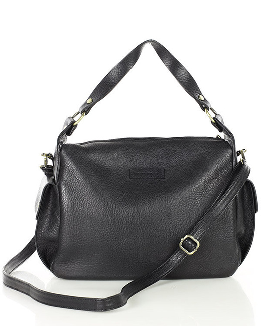 Luksusowa torebka kuferek na ramię skóra naturalna MARCO MAZZINI czarna