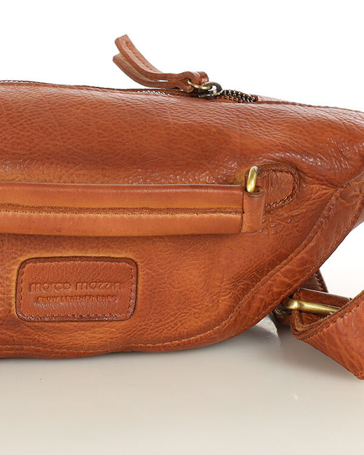 Torebka nerka damska skórzana listonoszka - MARCO MAZZINI brąz koniak