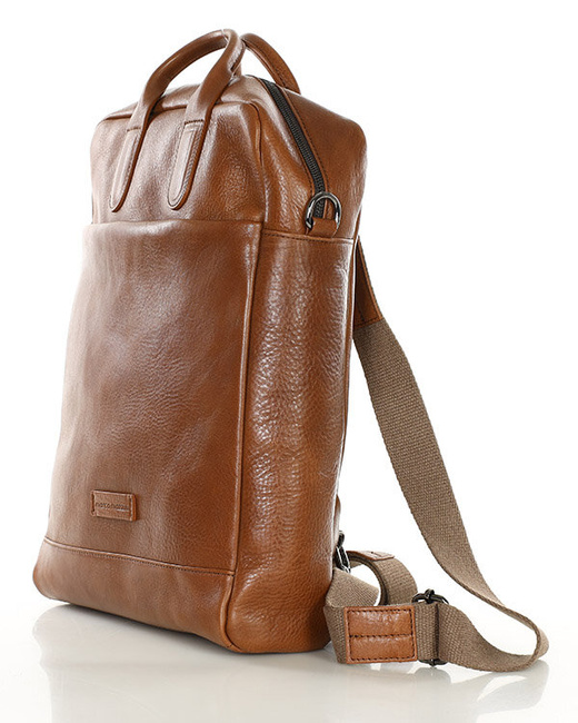 Elegancki plecak damski duży torba skórzana premium MARCO MAZZINI kamelowy