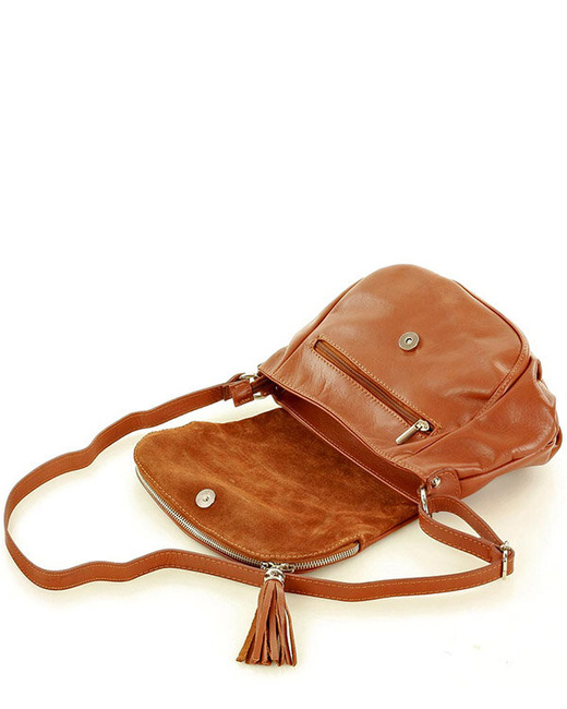 Torba listonoszka damska skórzana - MARCO MAZZINI savage brąz camel