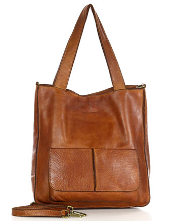 Torebka damska shopper A4 skóra naturalna - MARCO MAZZINI brąz camel