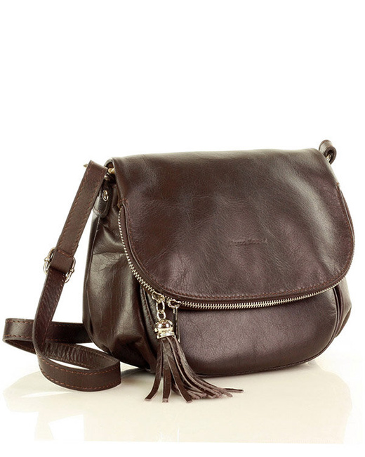 Torba listonoszka damska skórzana - MARCO MAZZINI sauvage brąz caffe