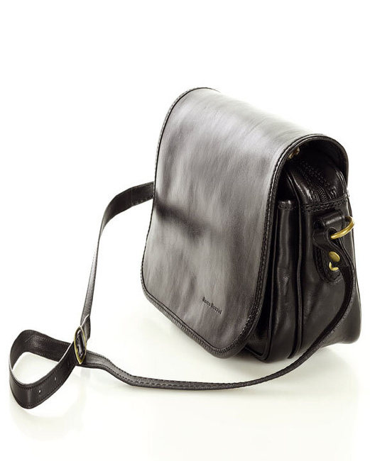 Włoska torebka listonoszka skórzana z klapą MARCO MAZZINI - Alabama Classico czarny