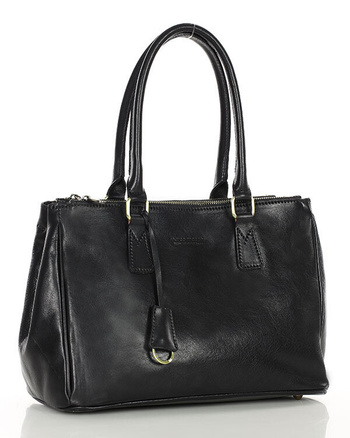 Torebka skórzana dwukomorowa kuferek premium - MARCO MAZZINI czarny