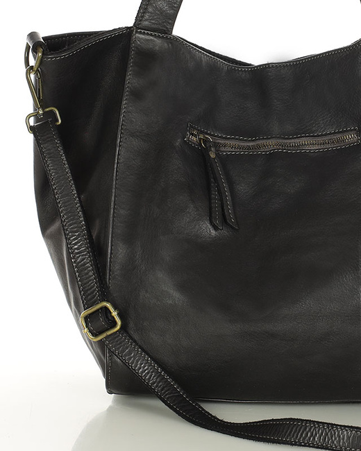 Shopperka torebka skórzana miejska - MARCO MAZZINI czarna