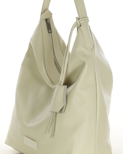Torebka damska worek hobo bag skóra naturalna - MARCO MAZZINI beż taupe