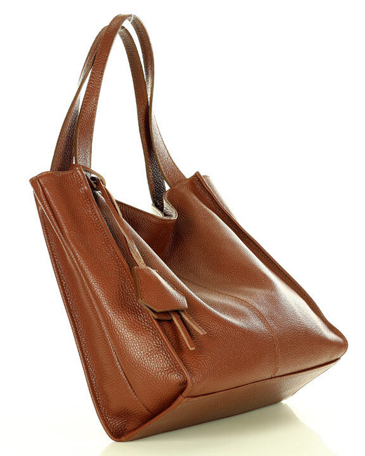 Modna torebka damska skórzany shopper bag - MARCO MAZZINI Portofino Max brąz