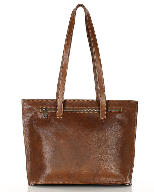 Torebka damska shopper uszlachetniona skóra włoska - MARCO MAZZINI brązowa