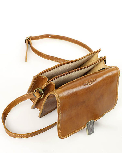 Torba skórzana kwadratowa premium Florence bag - MARCO MAZZINI camelowa