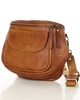 Torebka na szerokim pasku półokrągła skórzana listonoszka - MARCO MAZZINI brąz camel