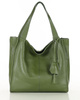 Modna torebka damska skórzany shopper bag - MARCO MAZZINI Portofino Max zielony khaki