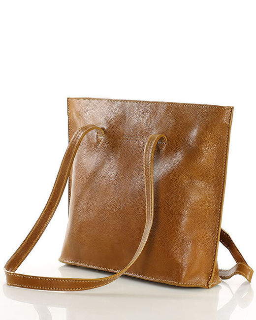 Torebka damska shopper uszlachetniona skóra włoska - MARCO MAZZINI camel