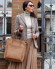 Luksusowa torebka shopperka aktówka skórzana MARCO MAZZINI beżowa