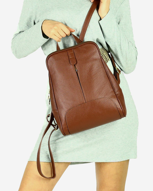 Plecak skórzany włoski MAZZINI - Capri camel