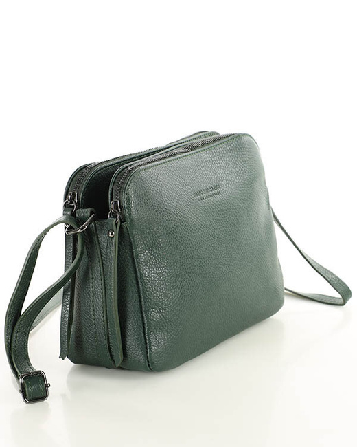 MARCO MAZZINI Torebka skórzana crossbody listonoszka dwie komory zielony forest