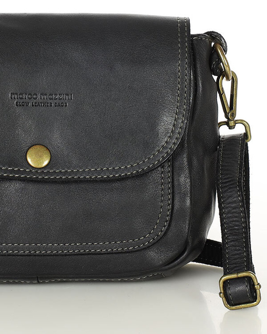 Torebka listonoszka z miękkiej skóry półksiężyc - MARCO MAZZINI czarna