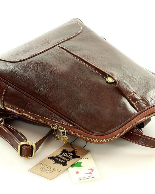 Plecak skórzany włoski MAZZINI - Capri brązowy