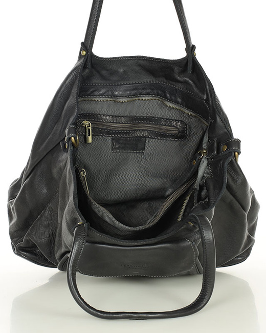 MARCO MAZZINI Torebka skórzana shopper bag ispirato dalla natura czarna