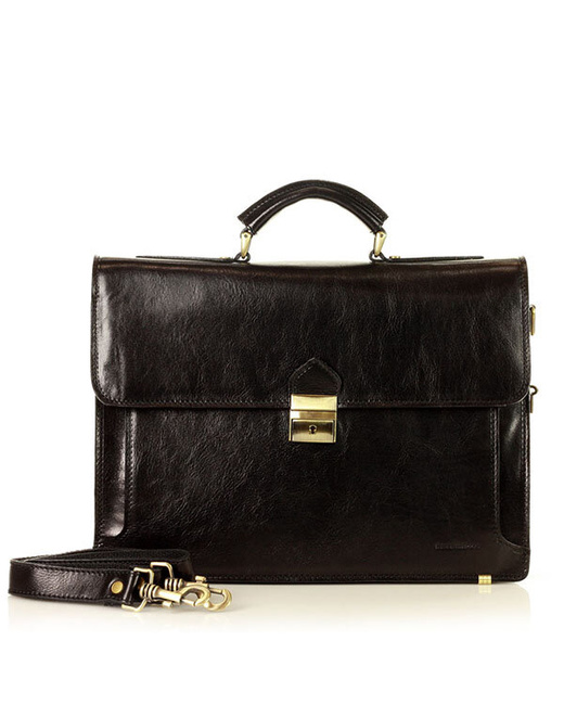 Teczka męska skórzana MARCO MAZZINI handmade - ROBERTO Classic czarna