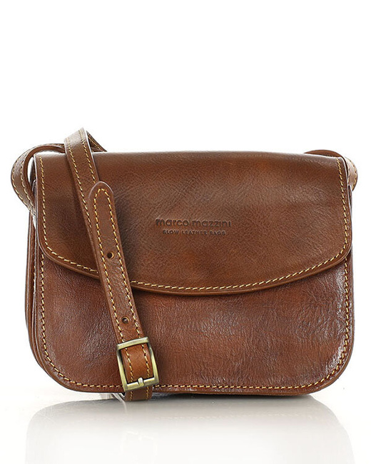 Torba skórzana przez ramię made in Toscana - MARCO MAZZINI brązowa