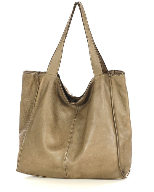 MARCO MAZZINI Torebka miejski shopper bag skóra naturalna handmade beżowa cappuccino
