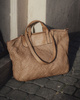 Torba damska pleciona shopper & shoulder leather bag - MARCO MAZZINI beż taupe