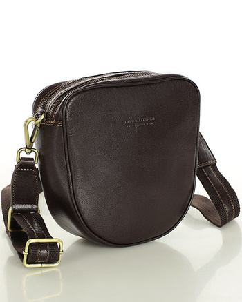 Torba skórzana na dwa zamki crossbody camera bag - MARCO MAZZINI brąz ciemny