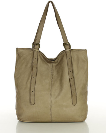 Torebka damska shopper z regulacją rączek skóra old pelle - MARCO MAZZINI beż taupe