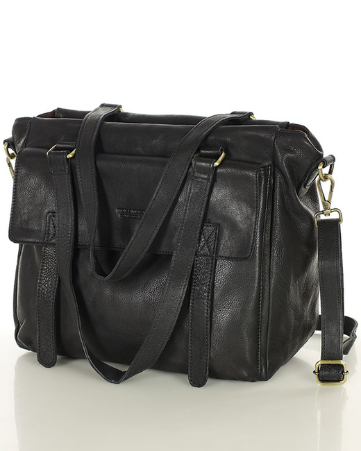 Torba skórzana shopper biznesowy z przegrodą - MARCO MAZZINI czarny