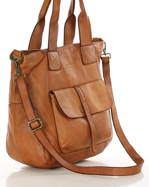 Torebka miejska skórzana w harmonii z naturą MARCO MAZZINI brąz camelowy