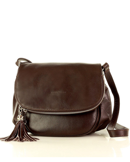 Torba listonoszka damska skórzana - MARCO MAZZINI sauvage brąz caffe