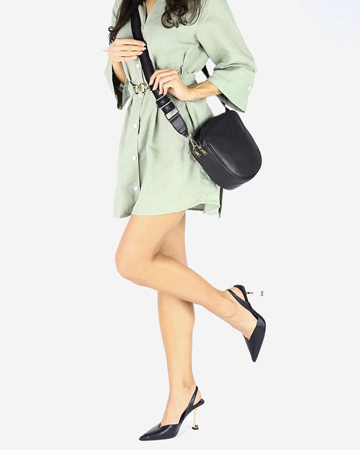 Torba skórzana na dwa zamki crossbody camera bag - MARCO MAZZINI czarny