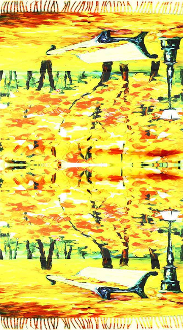 Ciepły szal damski dwustronny z wiskozy słoneczniki - zielony