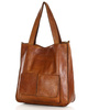 Torebka damska shopper A4 skóra naturalna - MARCO MAZZINI brąz camel