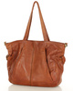 Miękka torebka skórzana shopperka na ramię - MARCO MAZZINI - brąz camel