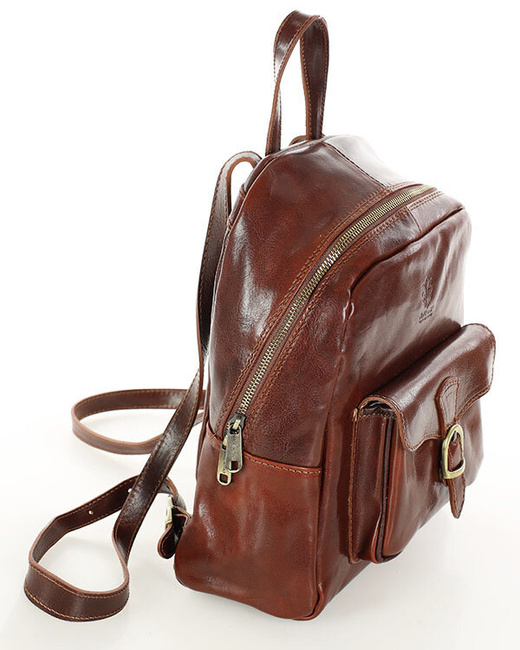 Elegancki plecak damski skórzany premium MARCO MAZZINI brązowy