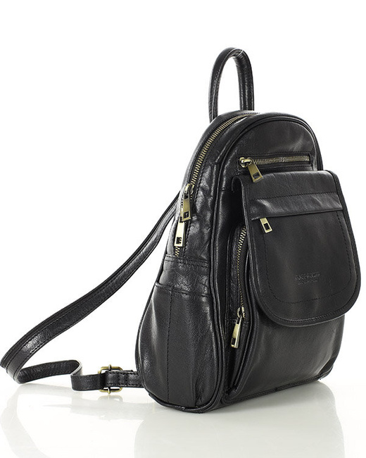 Plecak skórzany damski perfekcyjna organizacja - MARCO MAZZINI czarny