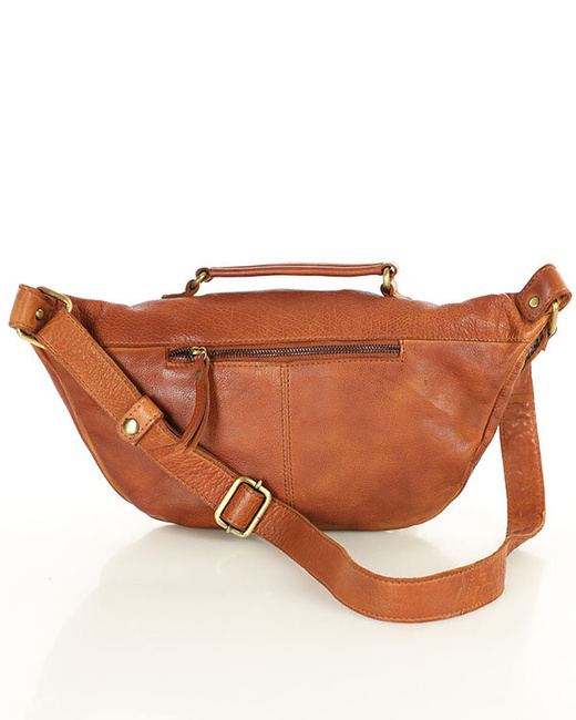 Torebka nerka damska skórzana listonoszka - MARCO MAZZINI brąz koniak