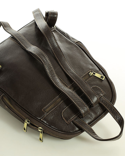 Elegancki plecak damski skórzany miejski minimalizm - MARCO MAZZINI brąz whisky