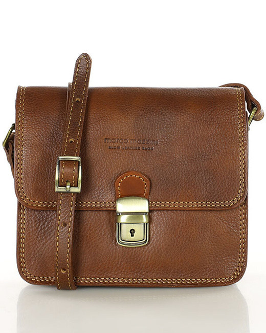 Torba skórzana kwadratowa premium Florence bag - MARCO MAZZINI brązowa