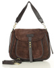 Torebka zamszowa saddle bag skórzana na ramię - MARCO MAZZINI ciemny brąz