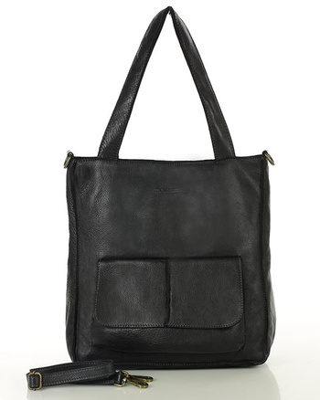 Torebka damska shopper A4 skóra naturalna - MARCO MAZZINI czarna