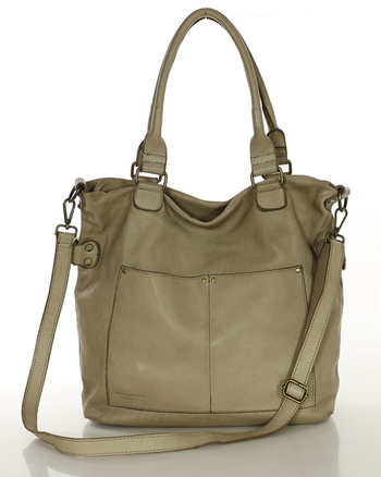 Torebka skórzana XL shopper vintage bag z kieszeniami vera pelle - MARCO MAZZINI beż taupe