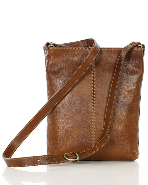 Torebka skórzana listonoszka prostokątna klasy premium - MARCO MAZZINI brązowa