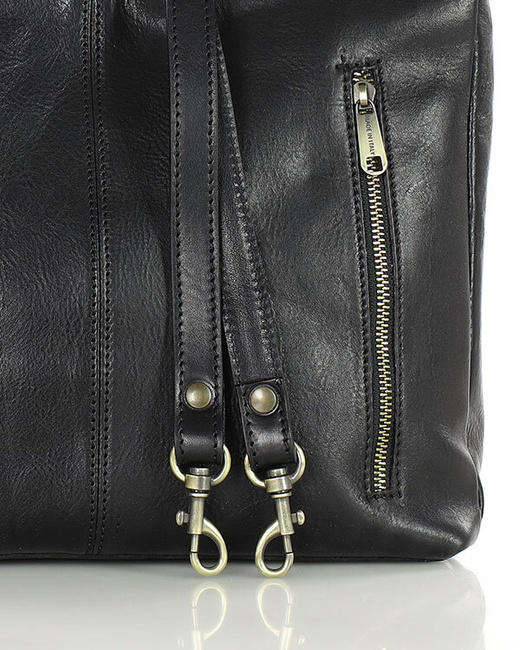 Klasyczna torba skórzana na ramię premium leather - MARCO MAZZINI czarna